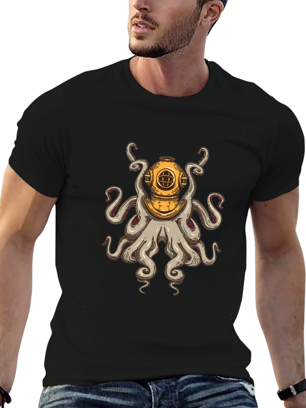 Diver Octopus T-Shirt - Unique Graphic Tee