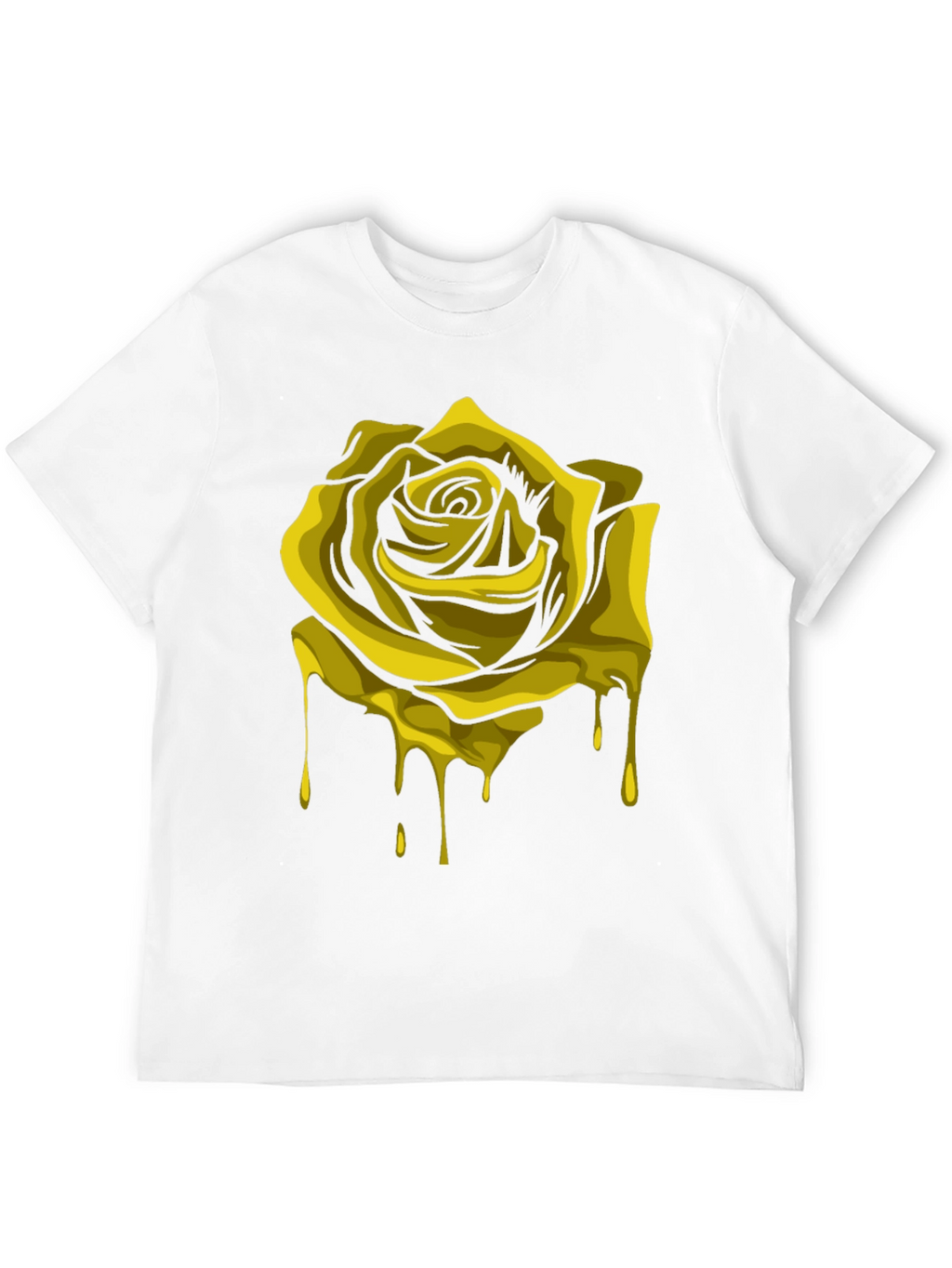 Dripping Gold Rose Graphic Black T-Shirt