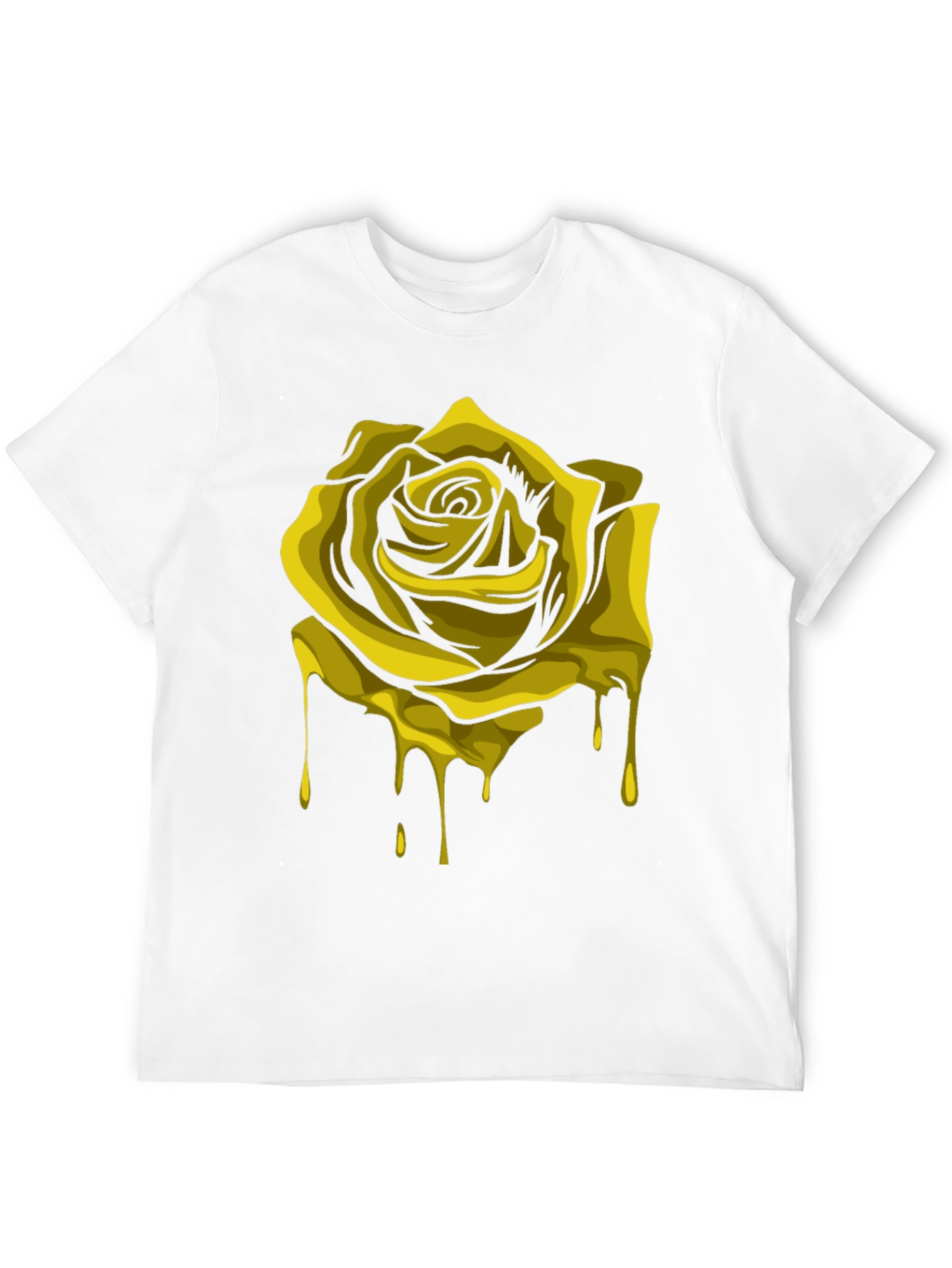Dripping Gold Rose Graphic Black T-Shirt