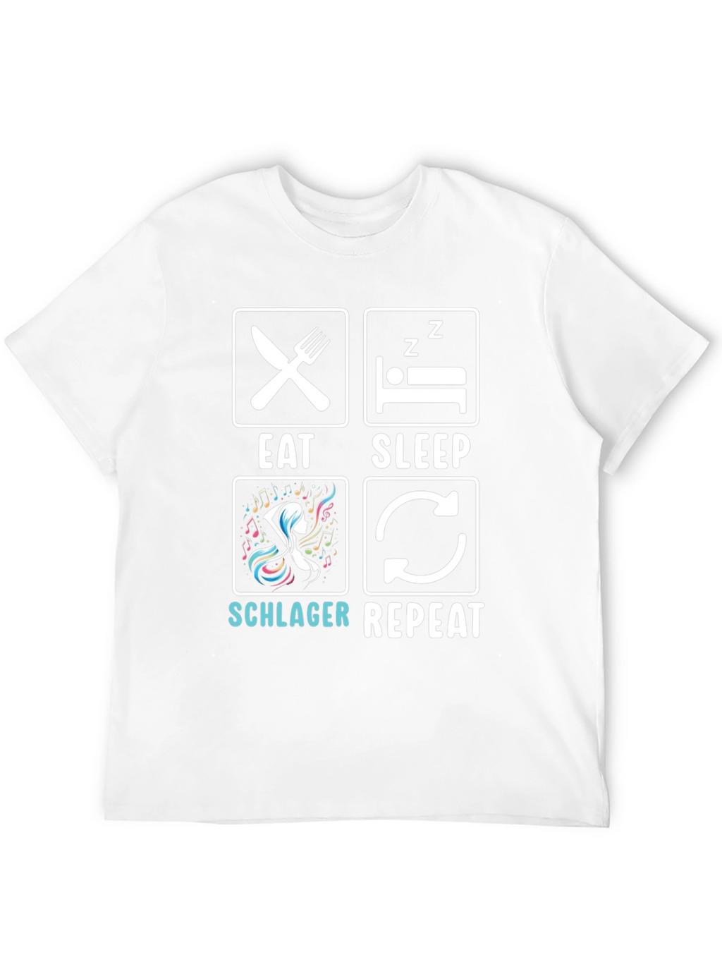 Eat Sleep Schlager Repeat Black T-Shirt
