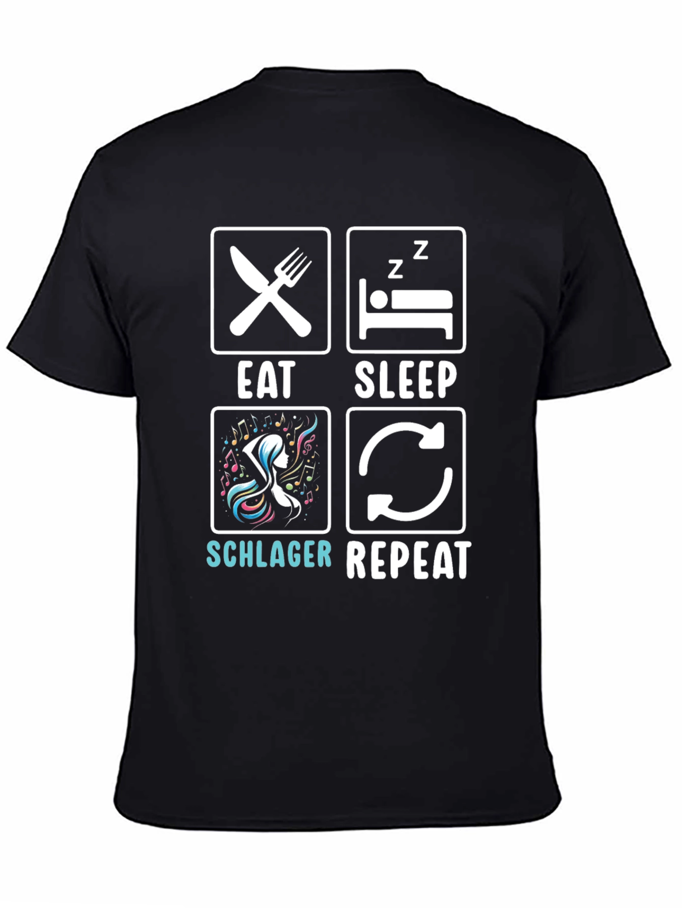 Eat Sleep Schlager Repeat Black T-Shirt