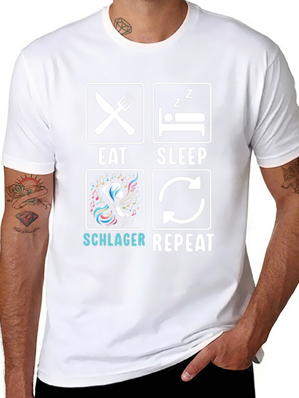 Eat Sleep Schlager Repeat Black T-Shirt