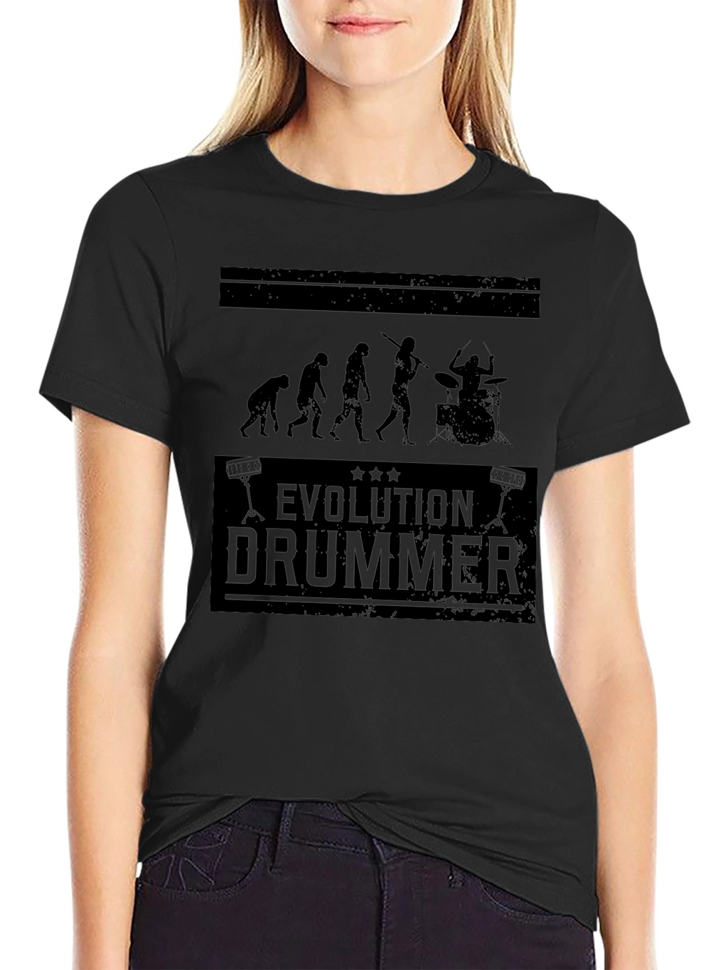 Evolution Drummer Black Graphic Tee