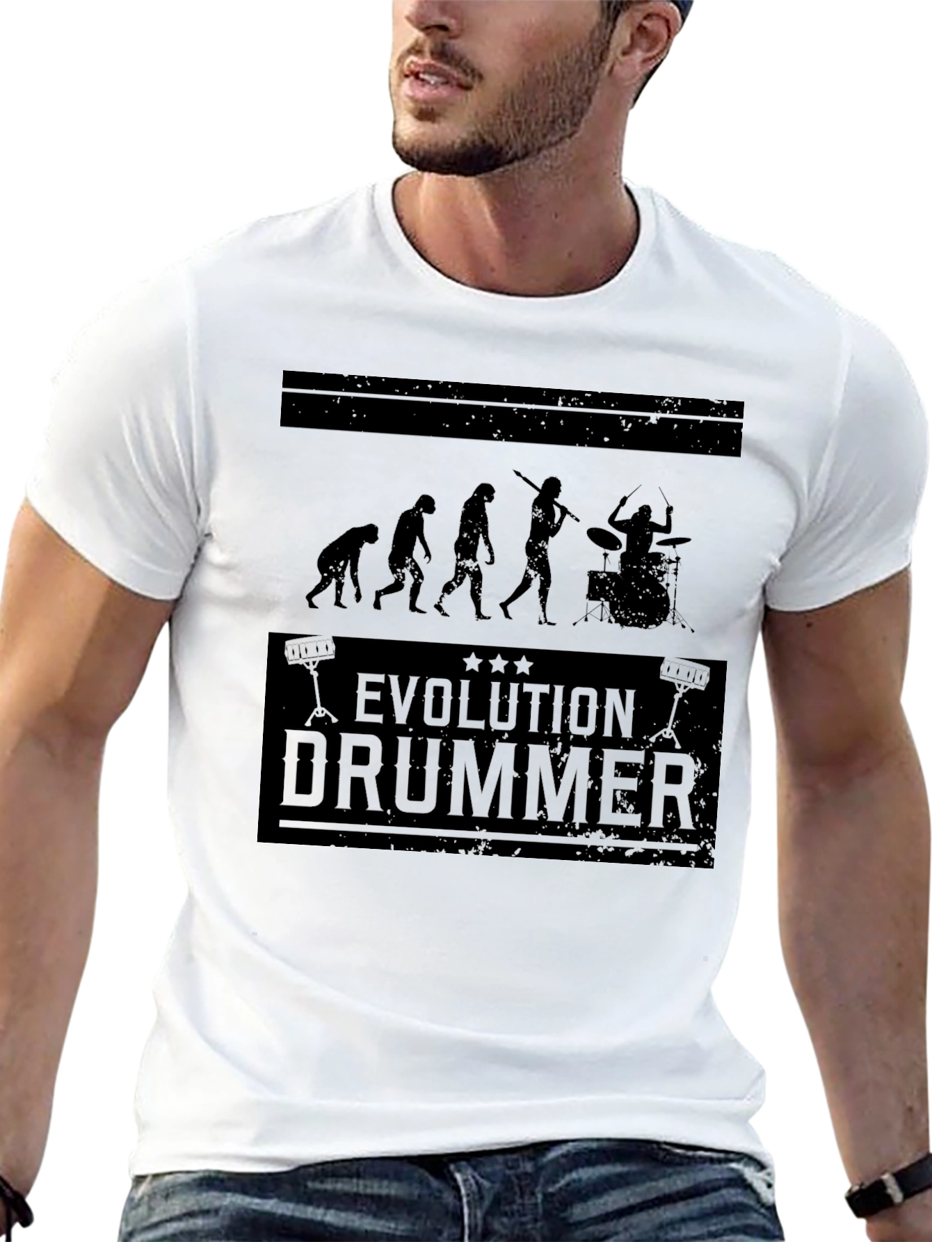 Evolution Drummer Black Graphic Tee