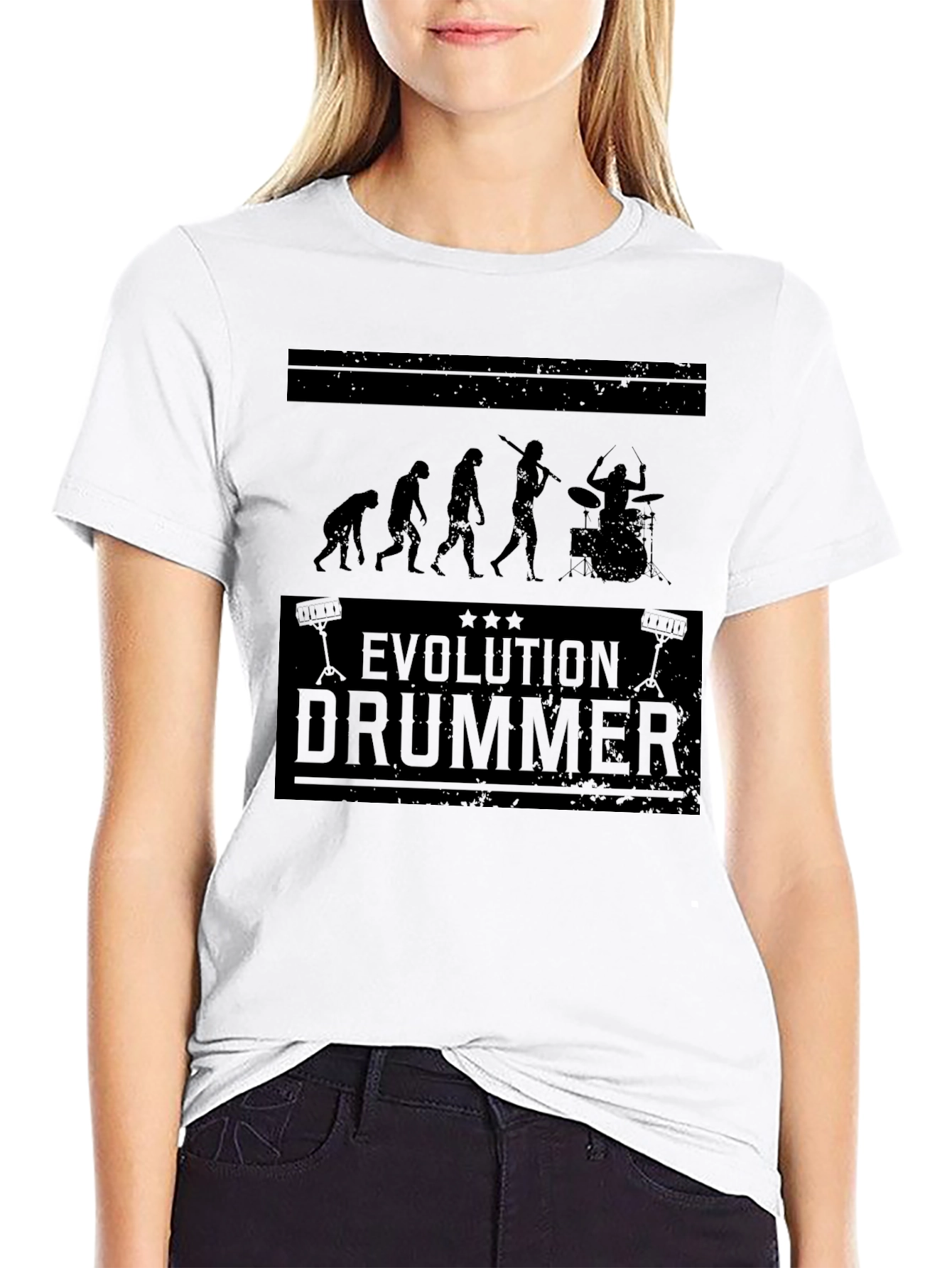 Evolution Drummer Black Graphic Tee