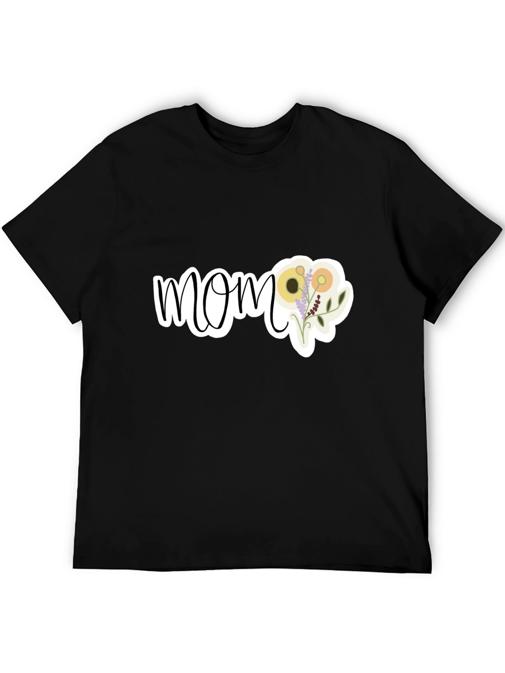 Floral Mom Graphic T-Shirt - Black