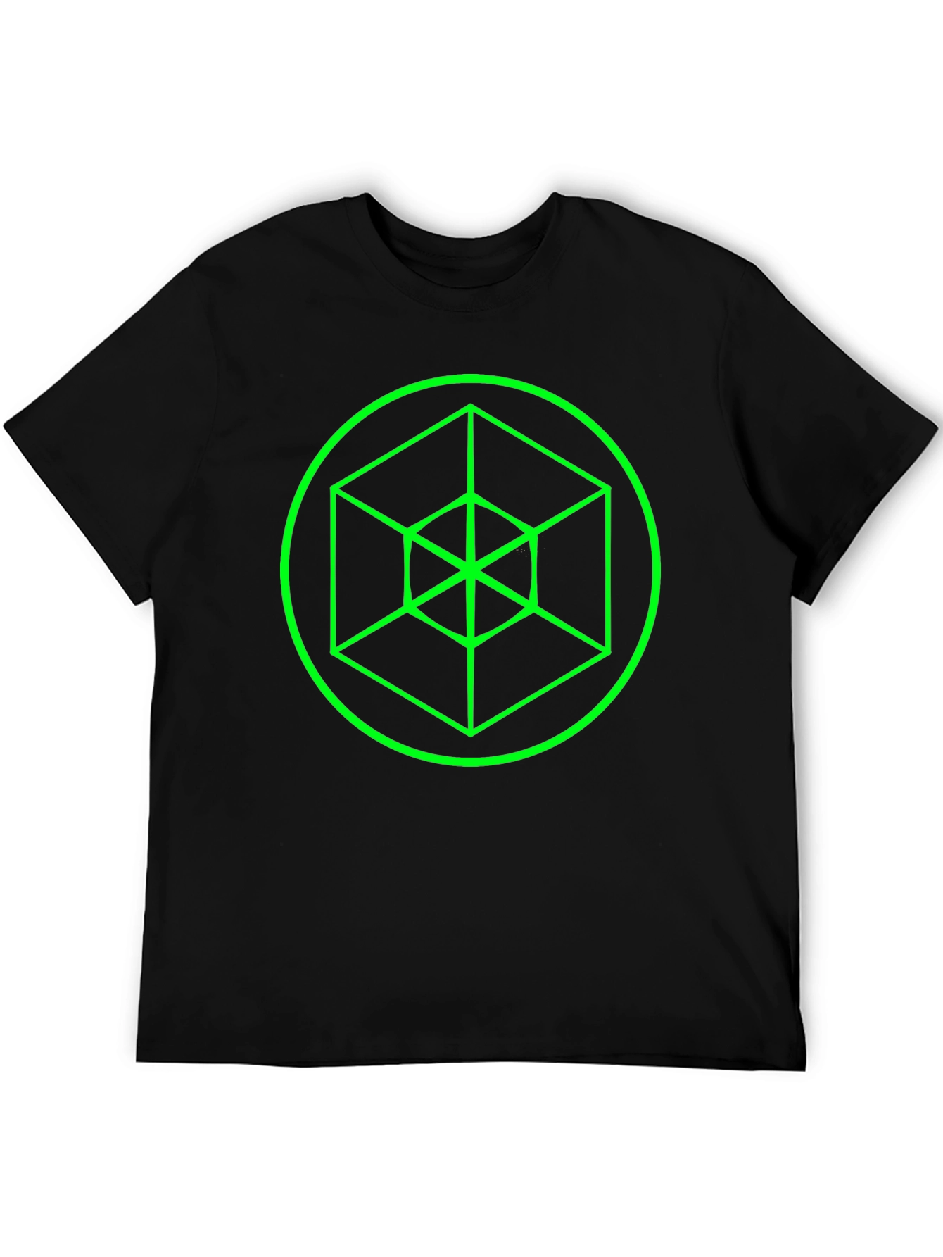 Geometric Cube Graphic Black Tee
