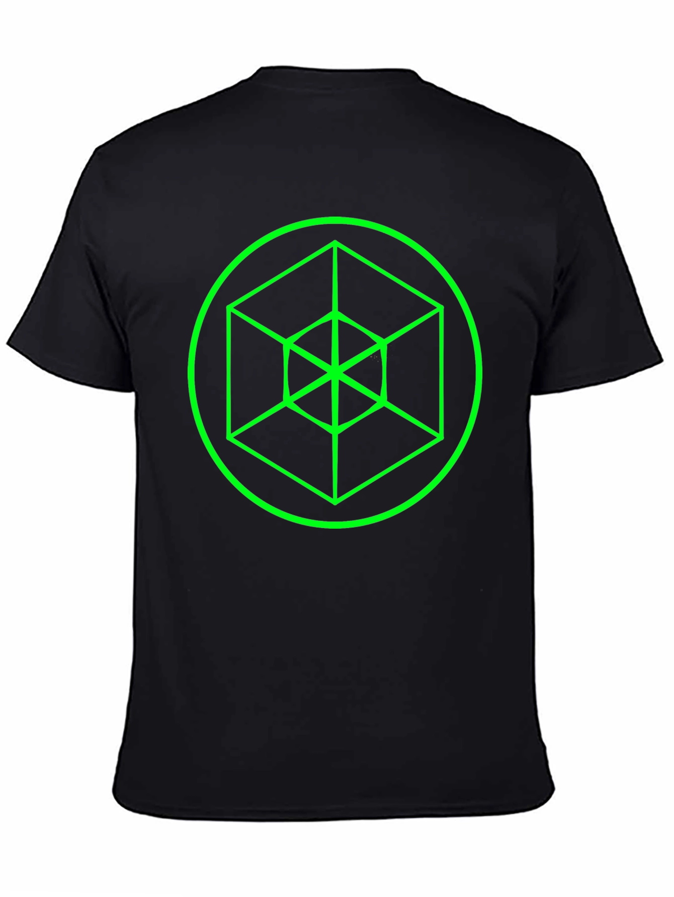 Geometric Cube Graphic Black Tee