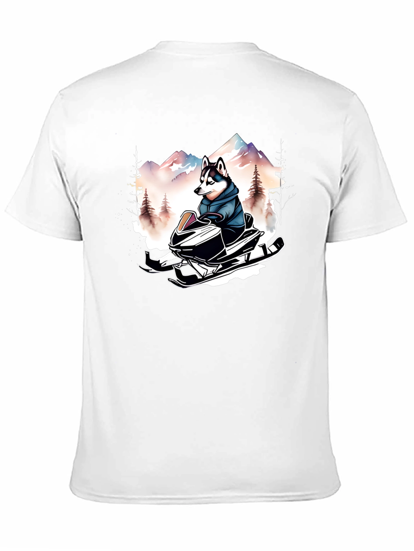 Husky on Snowmobile Graphic Tee