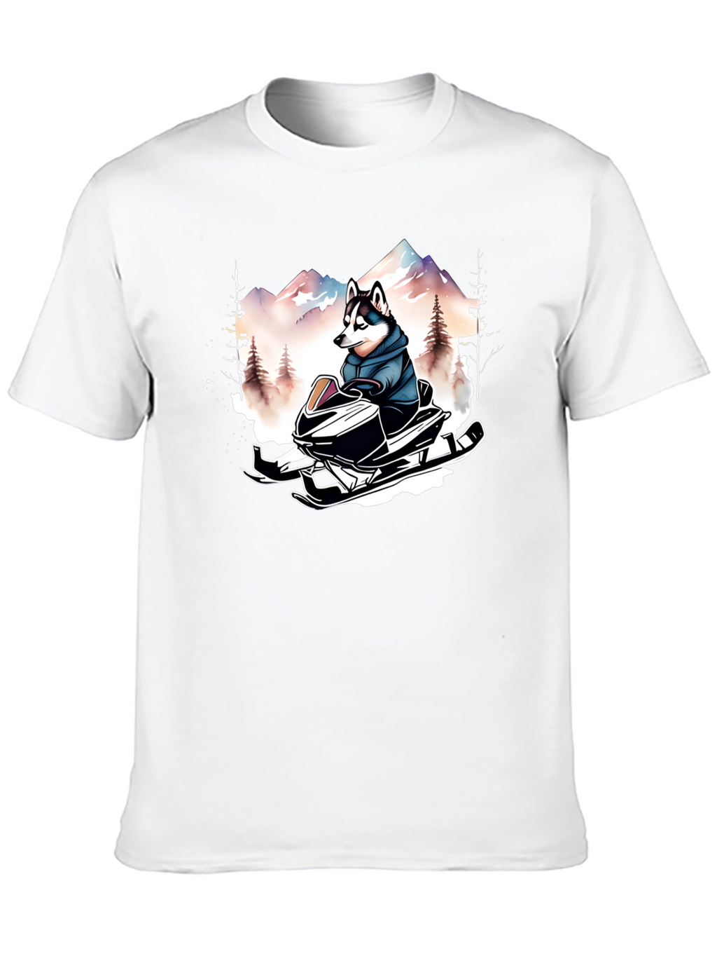 Husky on Snowmobile Graphic Tee