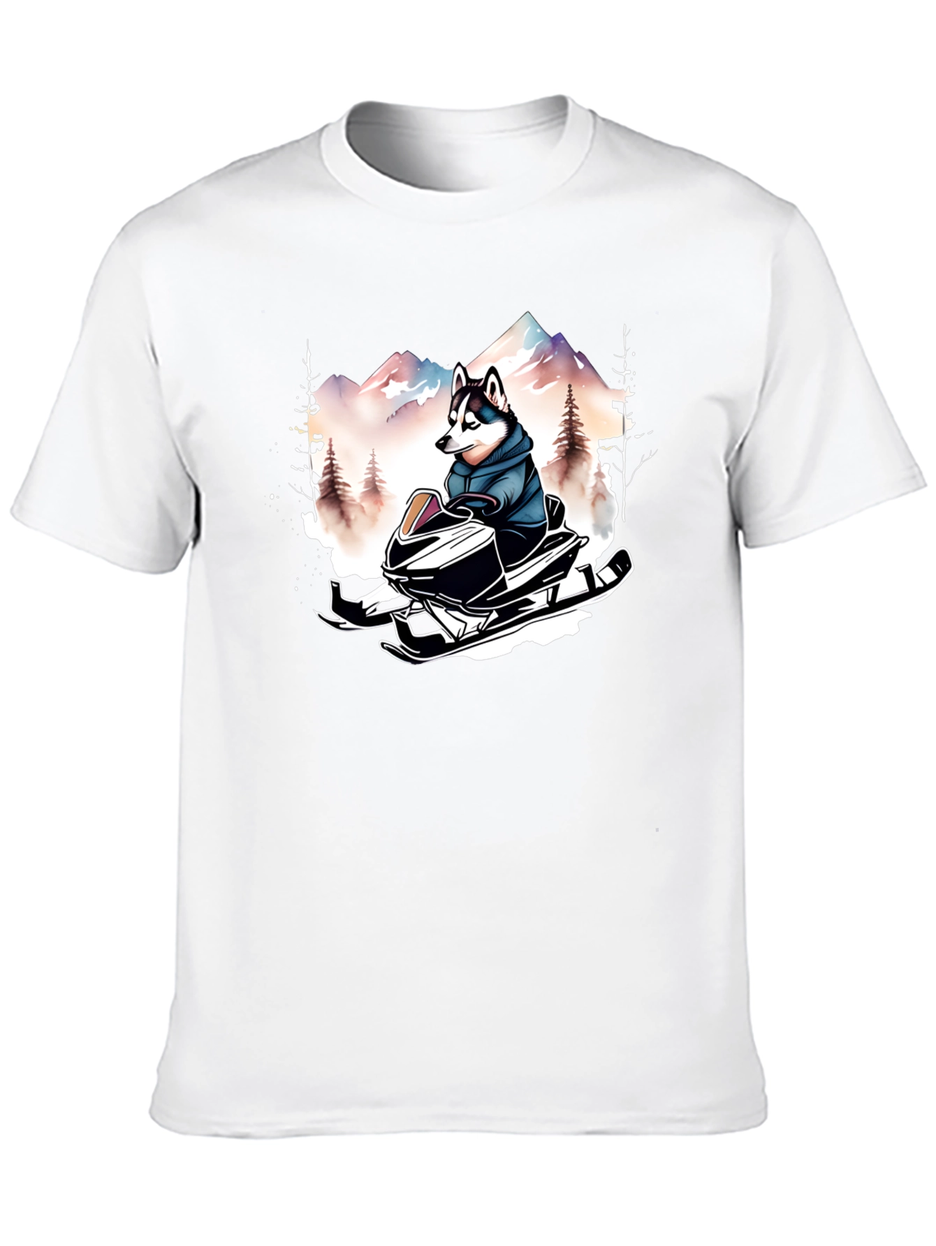 Husky on Snowmobile Graphic Tee
