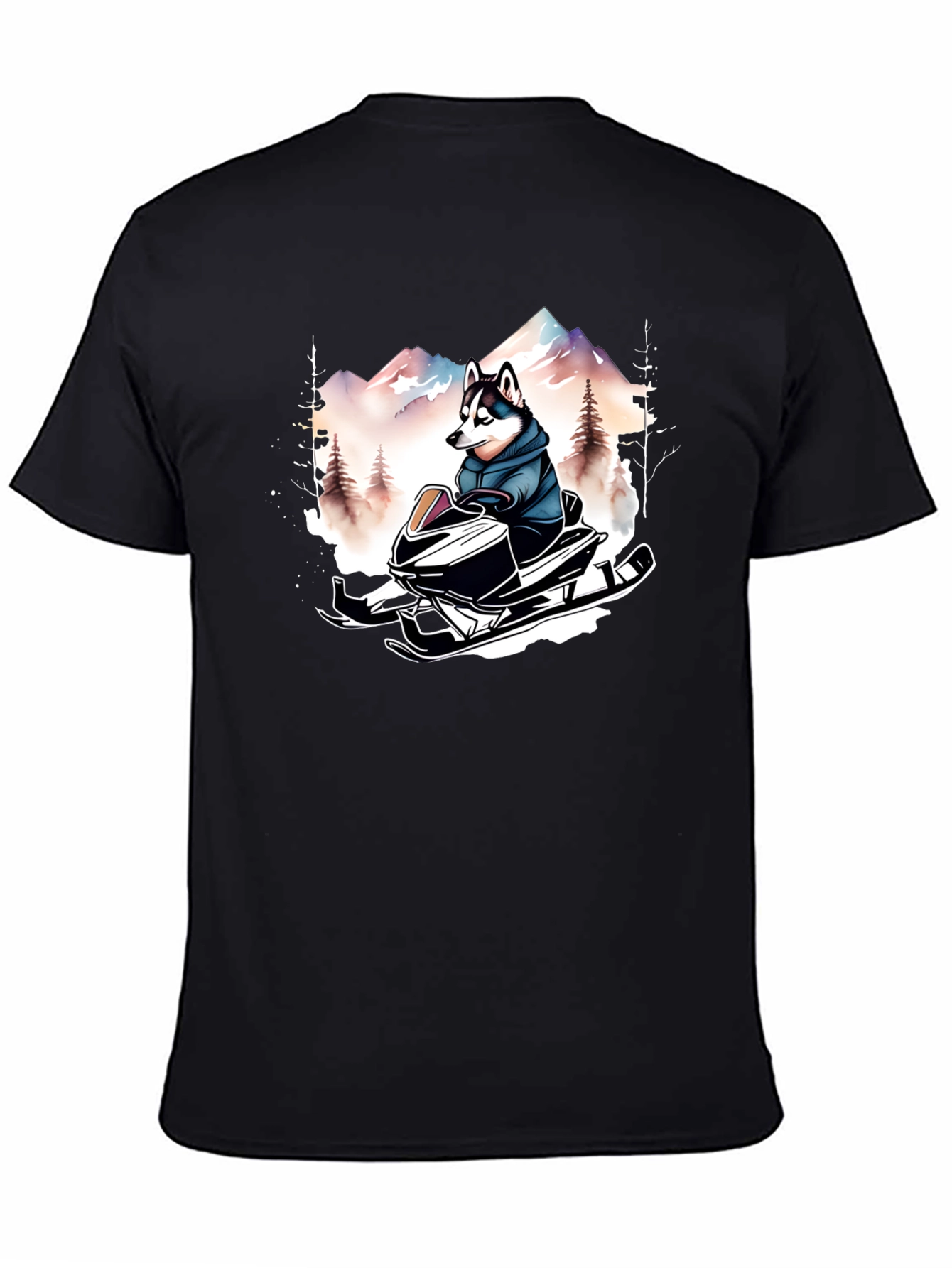 Husky on Snowmobile Graphic Tee