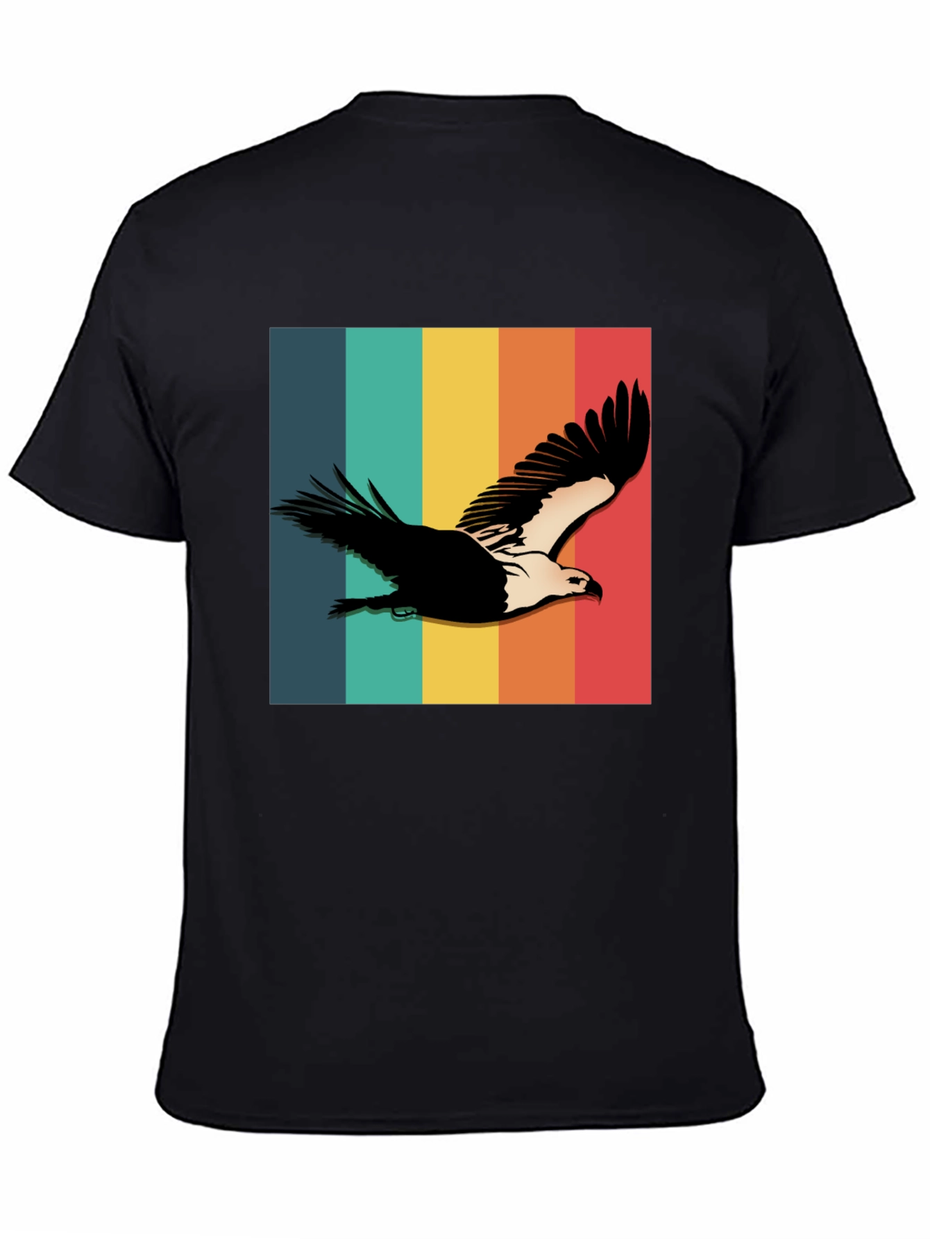 Retro Eagle Graphic Tee - Black Cotton Blend Shirt