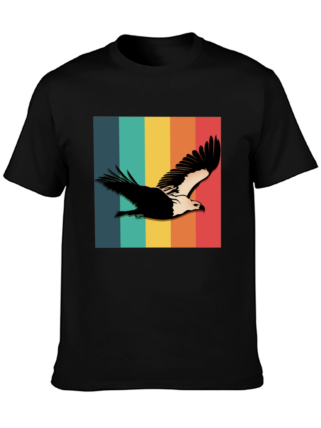 Retro Eagle Graphic Tee - Black Cotton Blend Shirt
