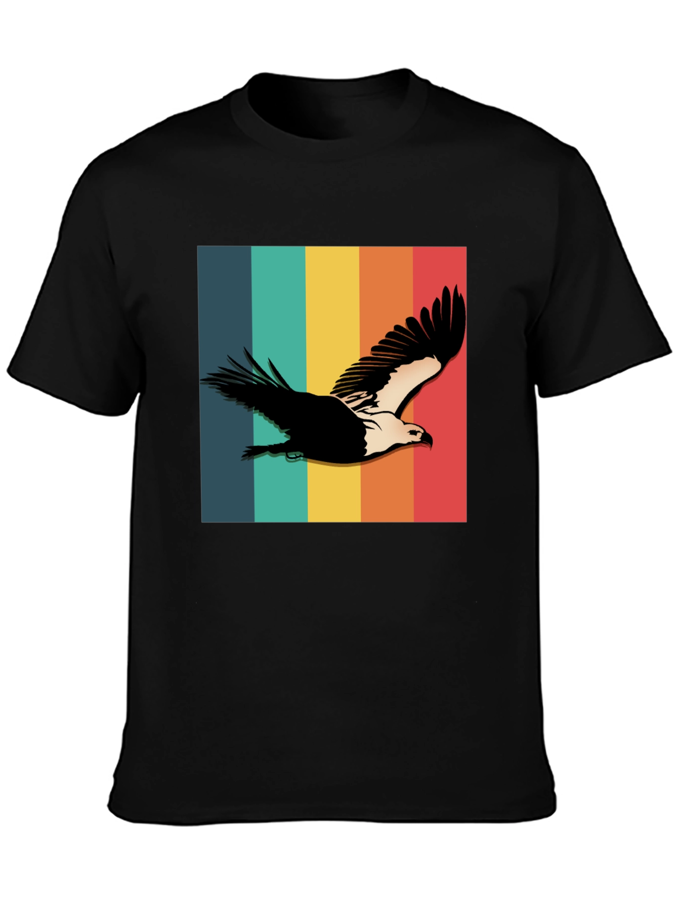 Retro Eagle Graphic Tee - Black Cotton Blend Shirt