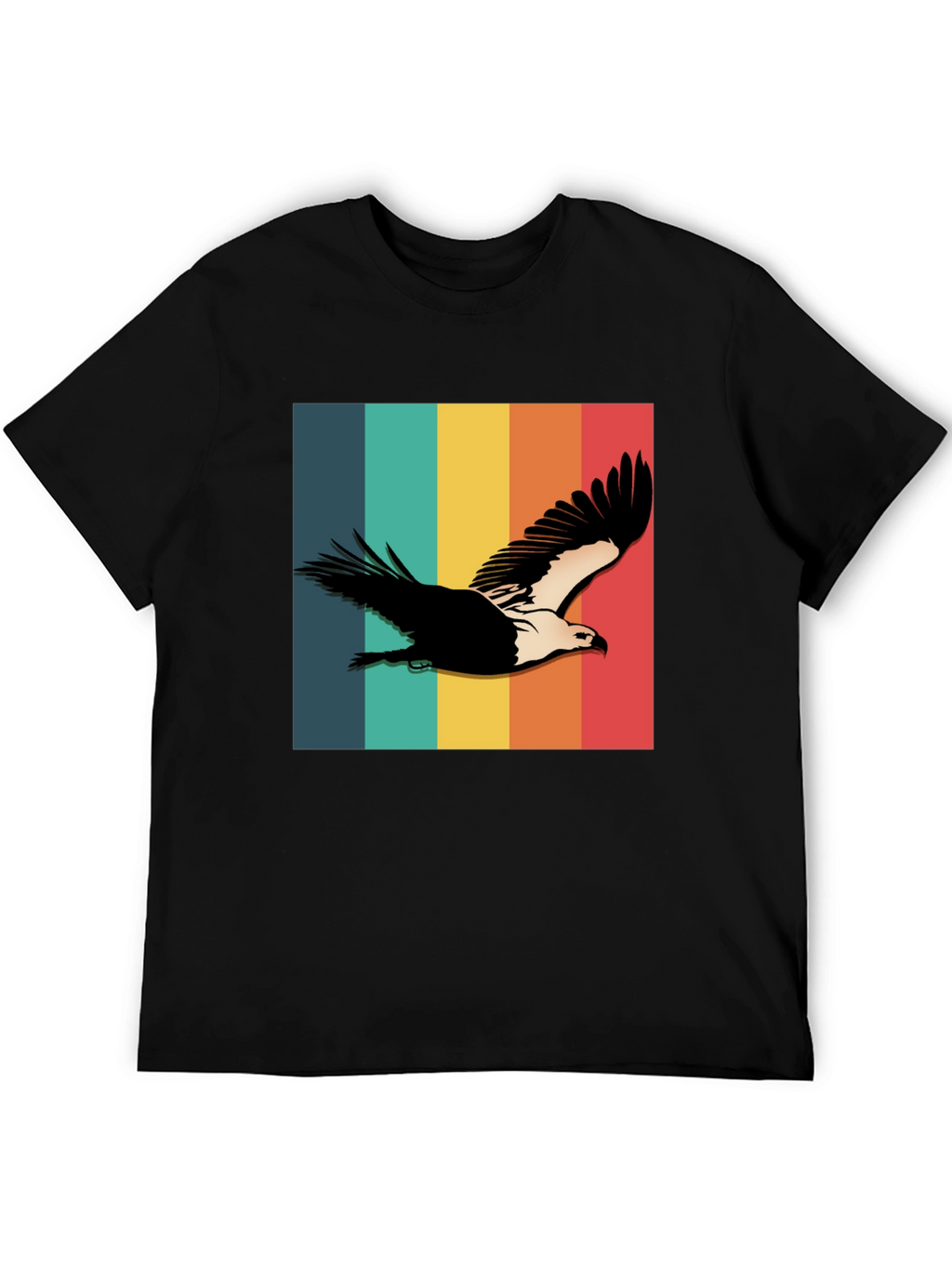 Retro Eagle Graphic Tee - Black Cotton Blend Shirt