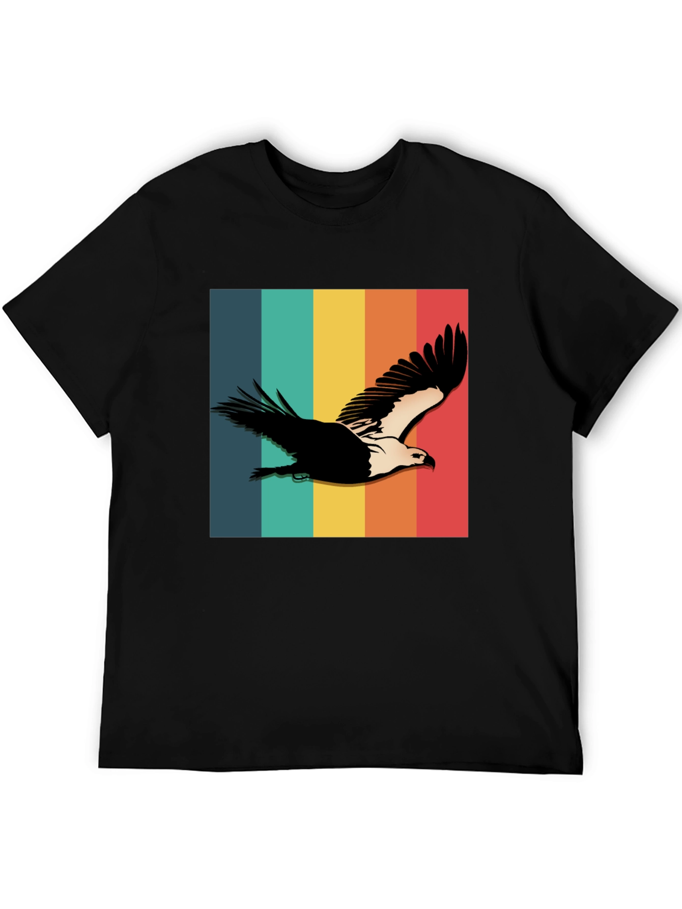 Retro Eagle Graphic Tee - Black Cotton Blend Shirt