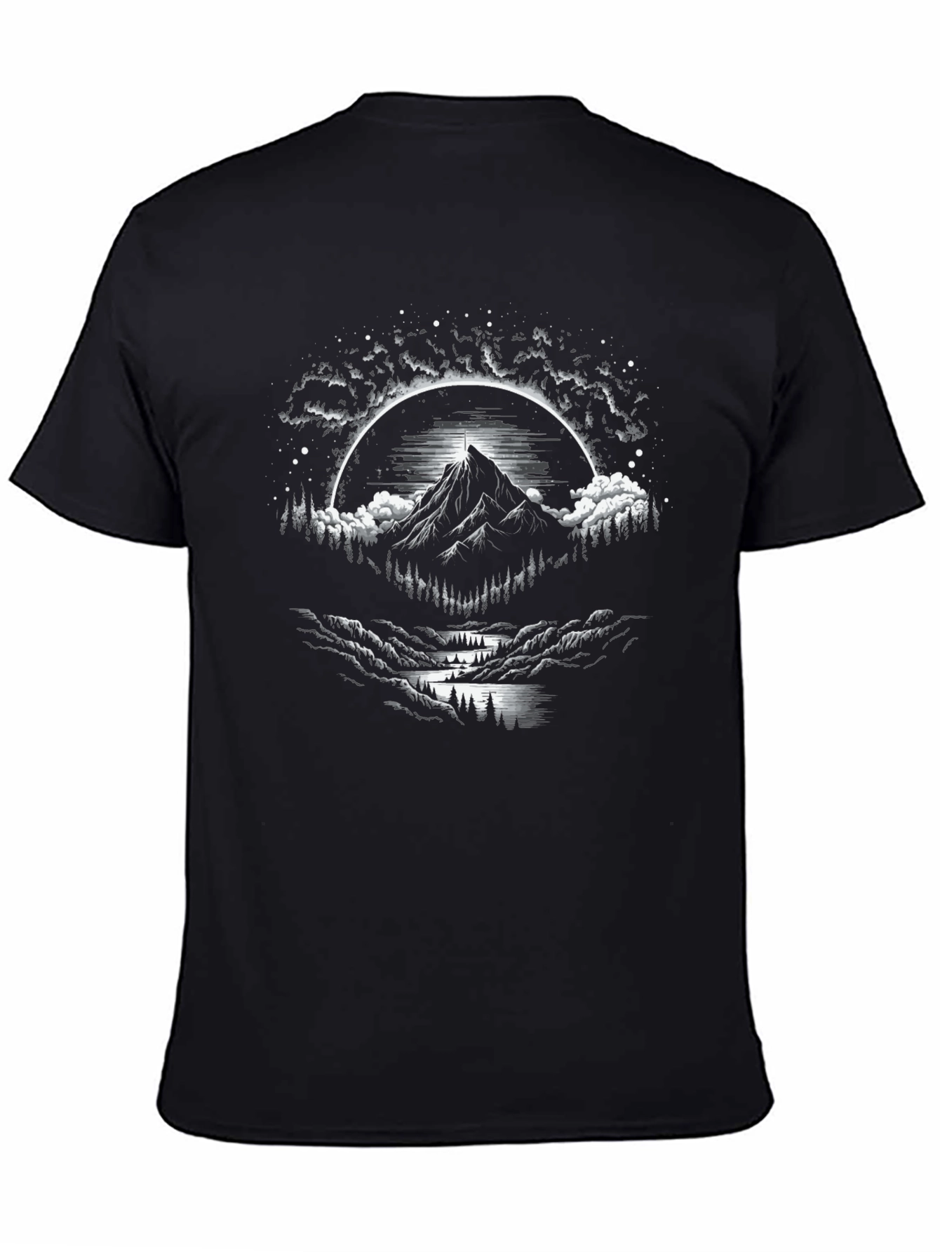 Mountain Peak Graphic Tee - Black Cotton Blend