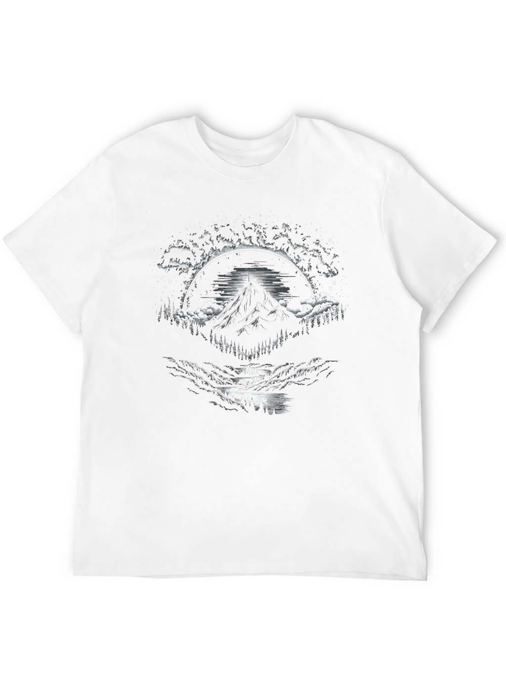 Mountain Peak Graphic Tee - Black Cotton Blend