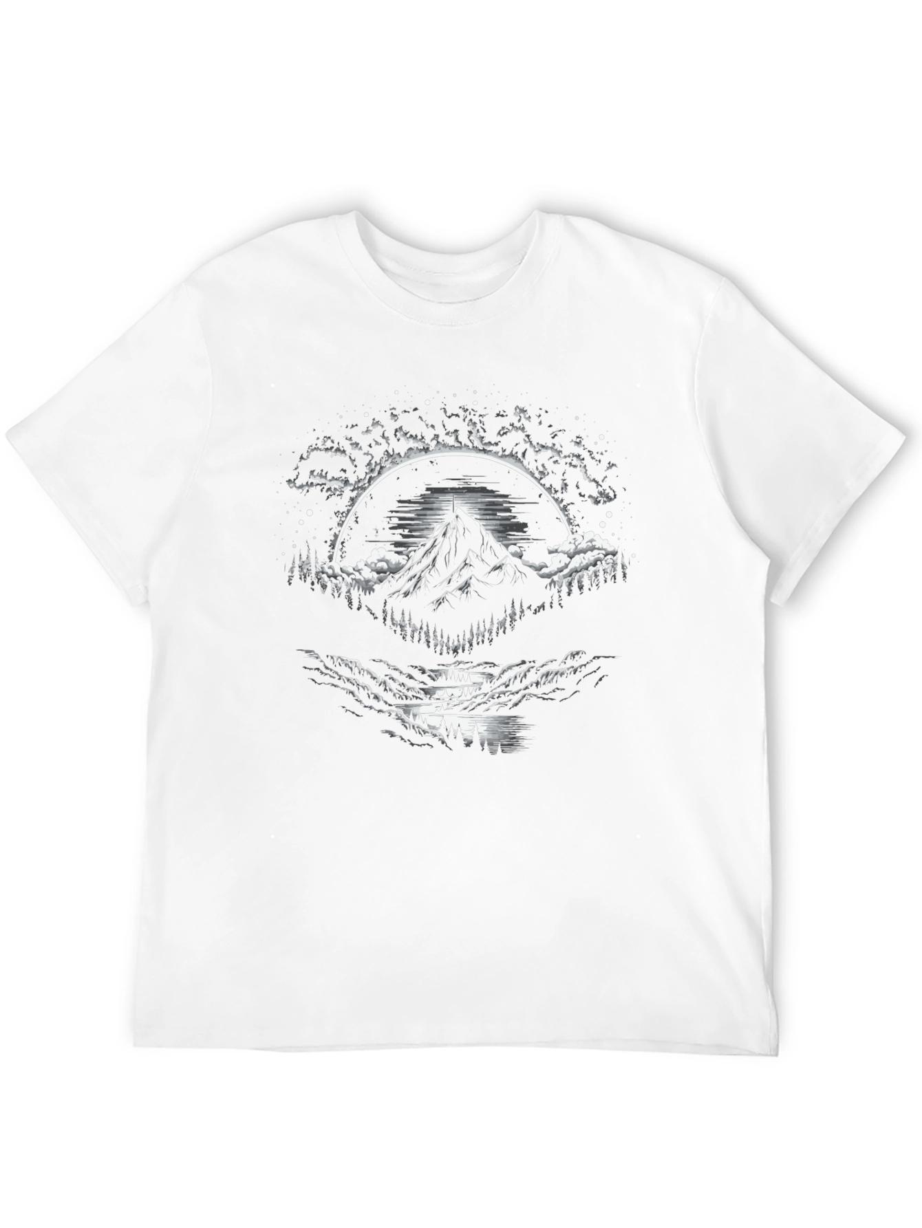 Mountain Peak Graphic Tee - Black Cotton Blend