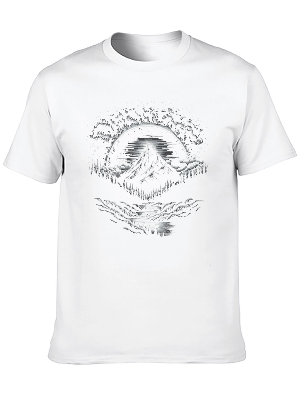 Mountain Peak Graphic Tee - Black Cotton Blend