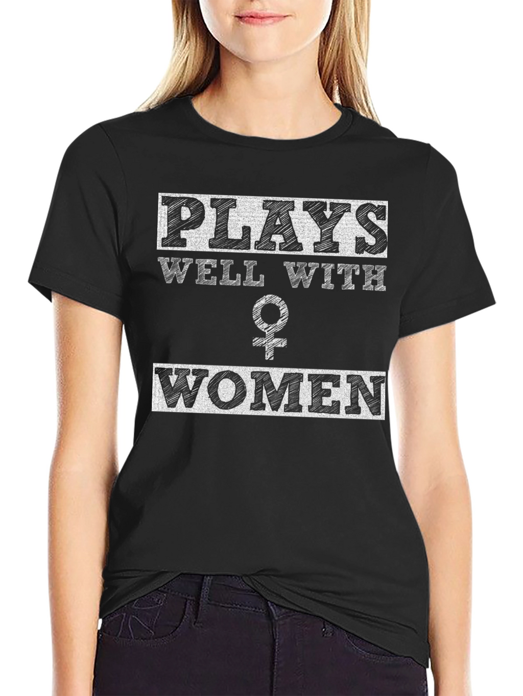 Plays Well With Women Graphic Tee - Black