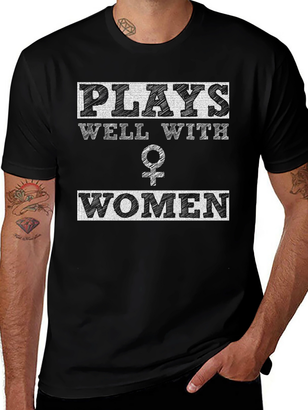 Plays Well With Women Graphic Tee - Black