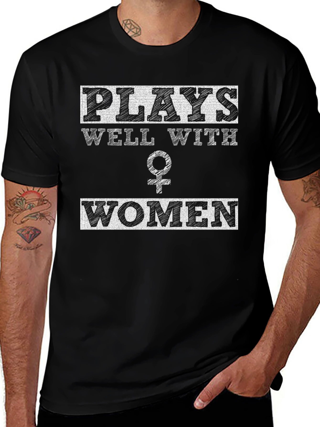 Plays Well With Women Graphic Tee - Black