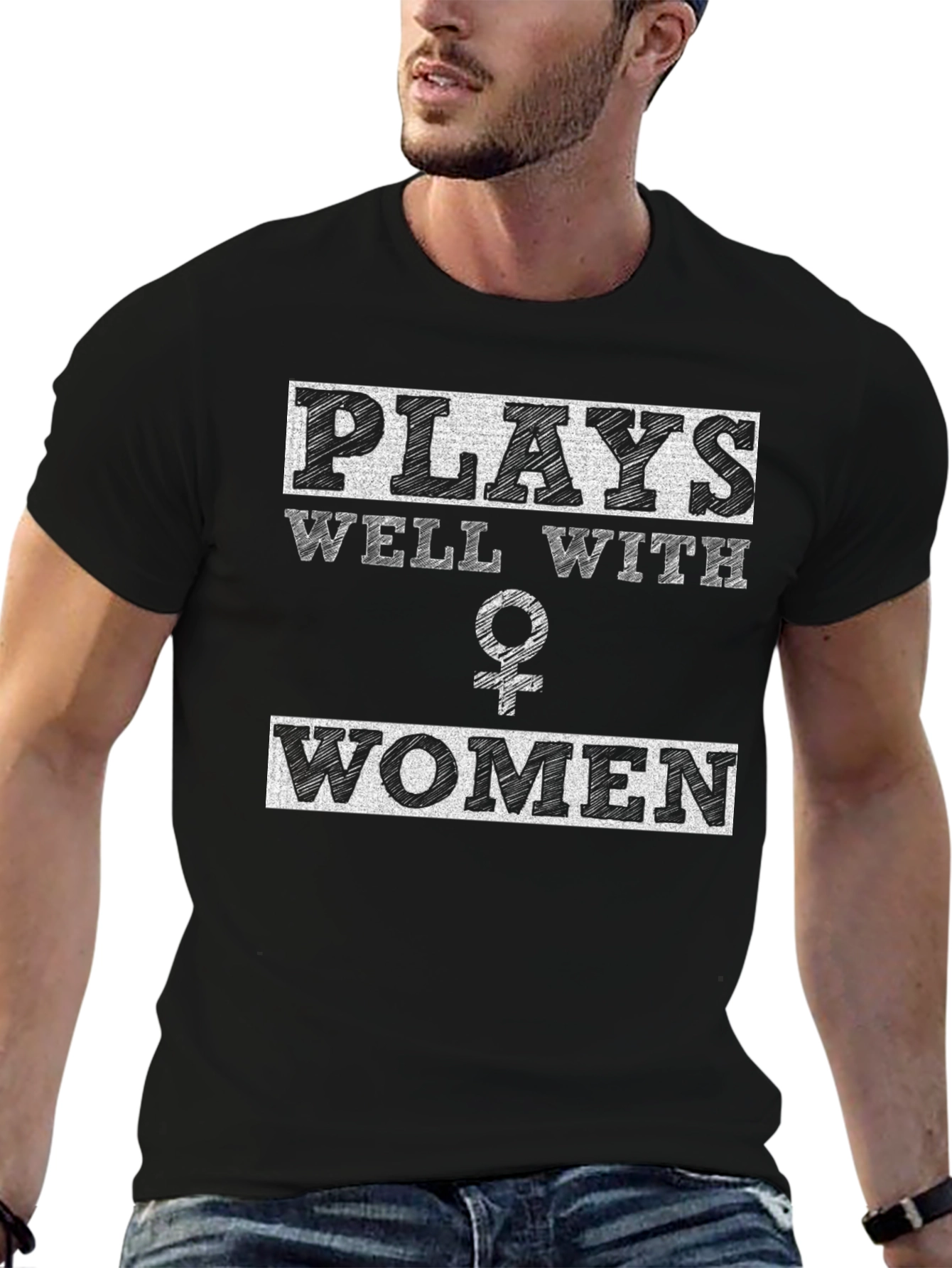 Plays Well With Women Graphic Tee - Black