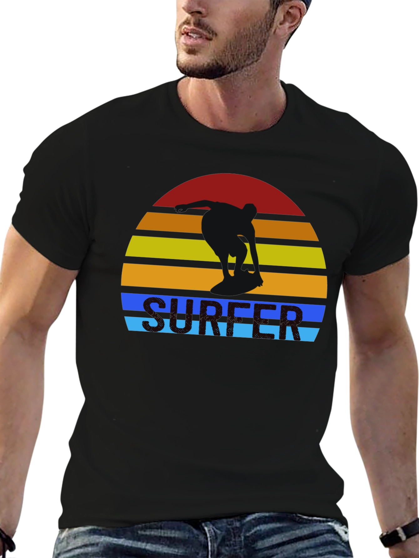 Retro Surfer Sunset Graphic T-Shirt