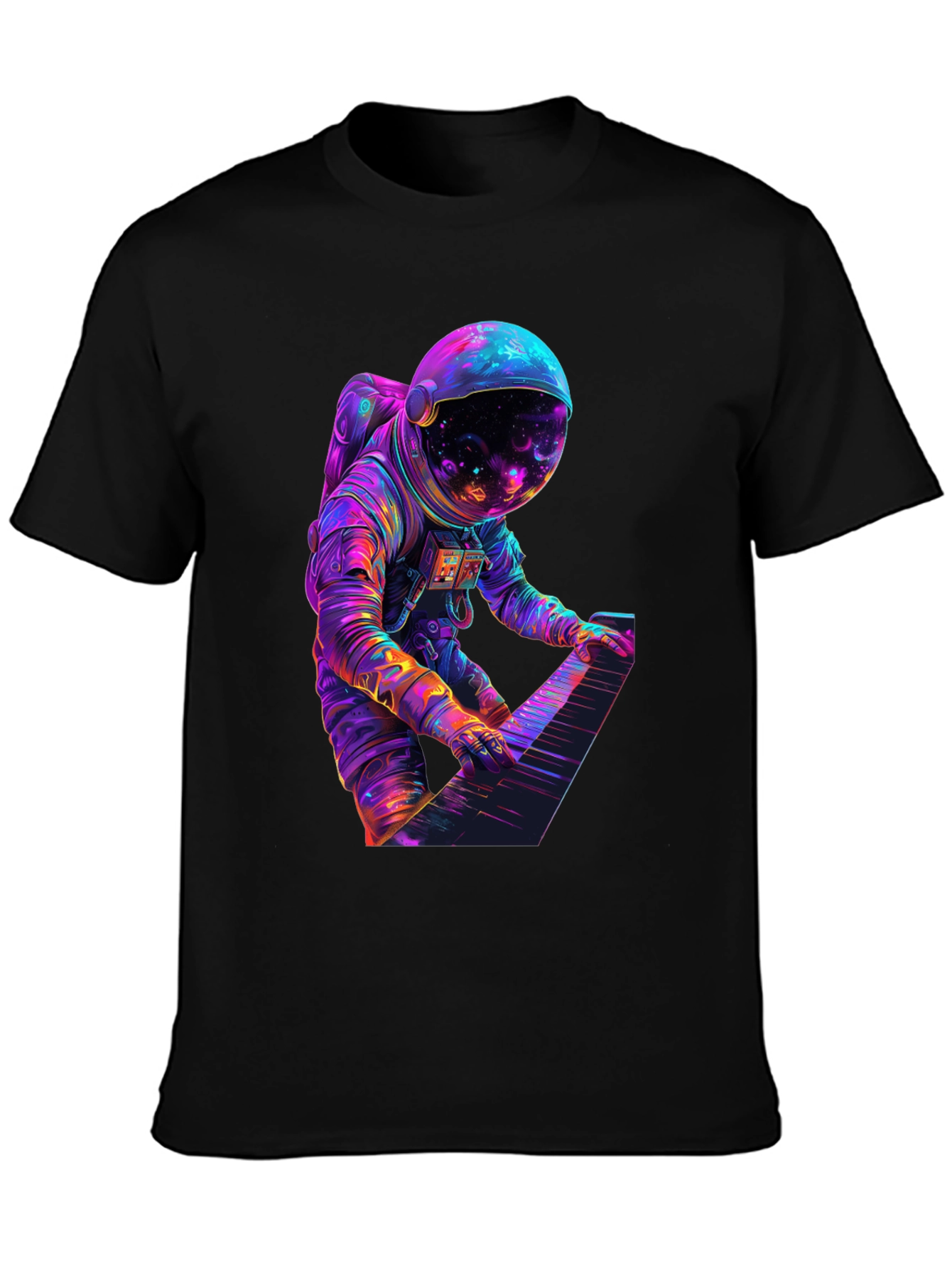 Astronaut Playing Piano Graphic Tee - Space Musician Shirt