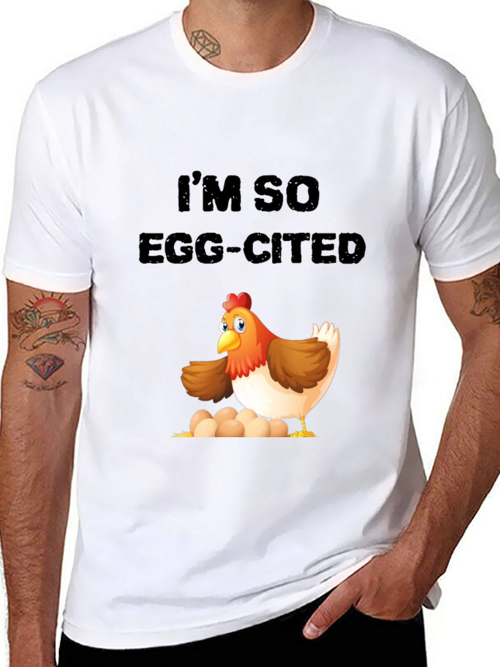 Egg-cited Chicken Graphic Tee - Novelty Mens T-Shirt