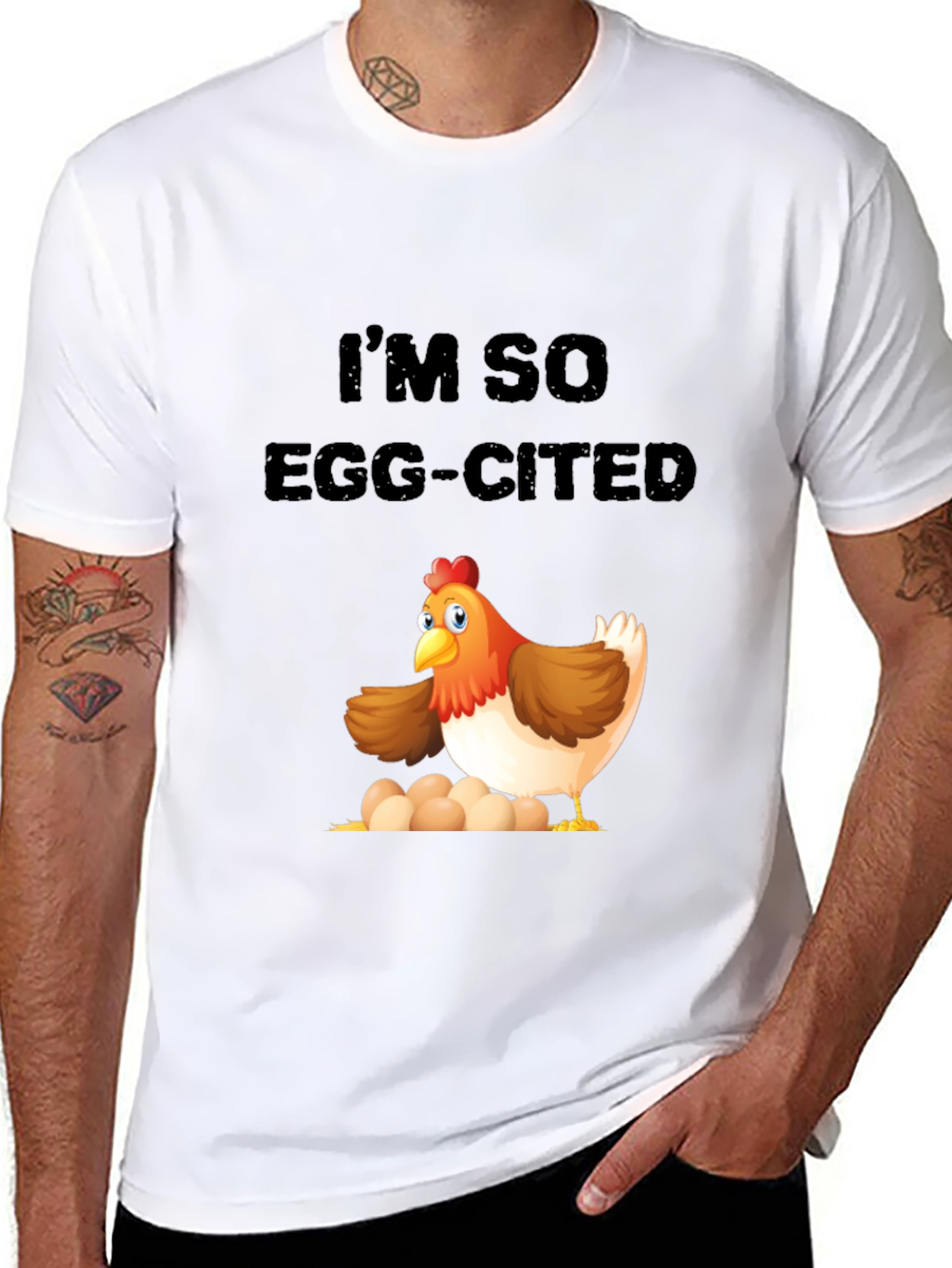 Egg-cited Chicken Graphic Tee - Novelty Mens T-Shirt