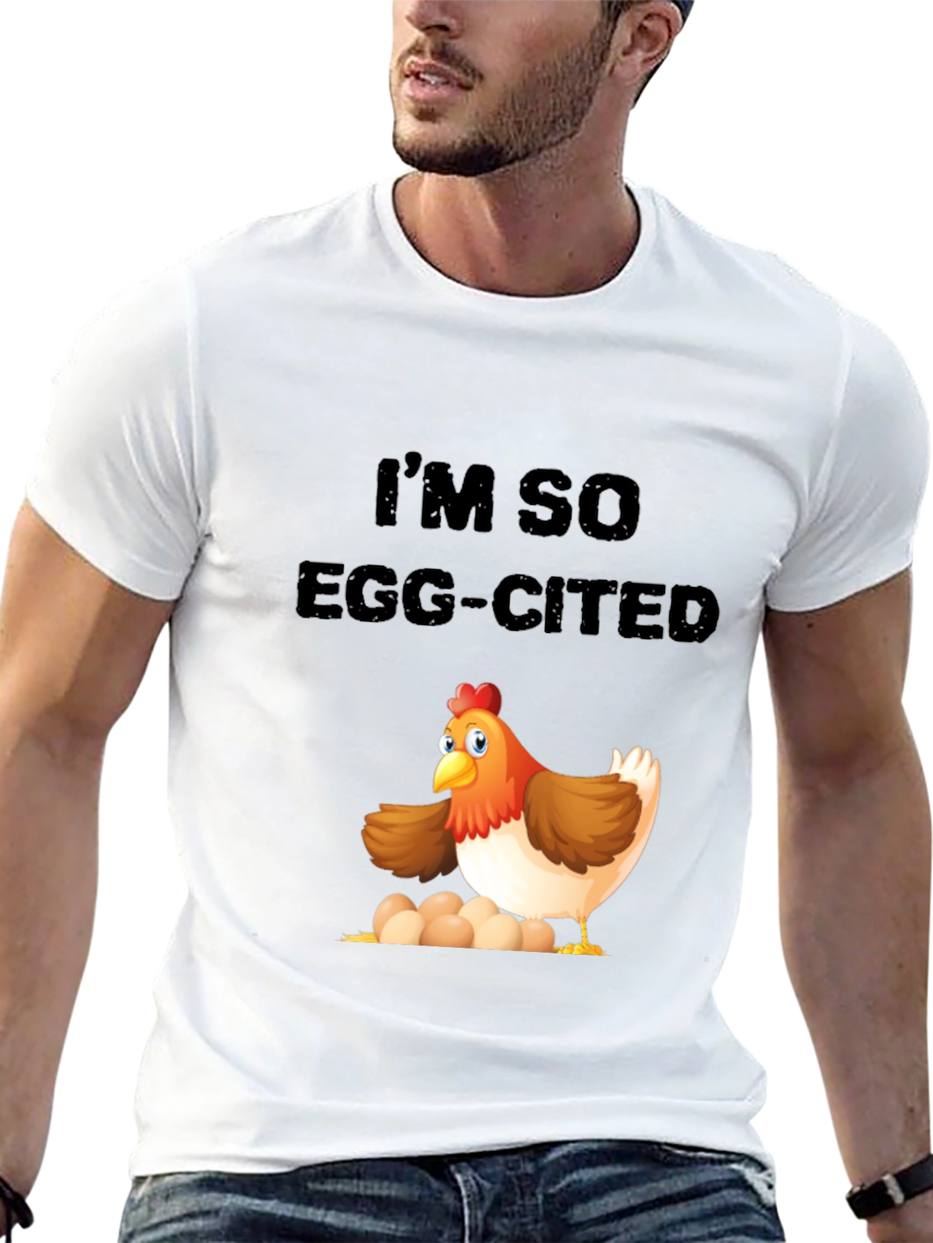Egg-cited Chicken Graphic Tee - Novelty Mens T-Shirt