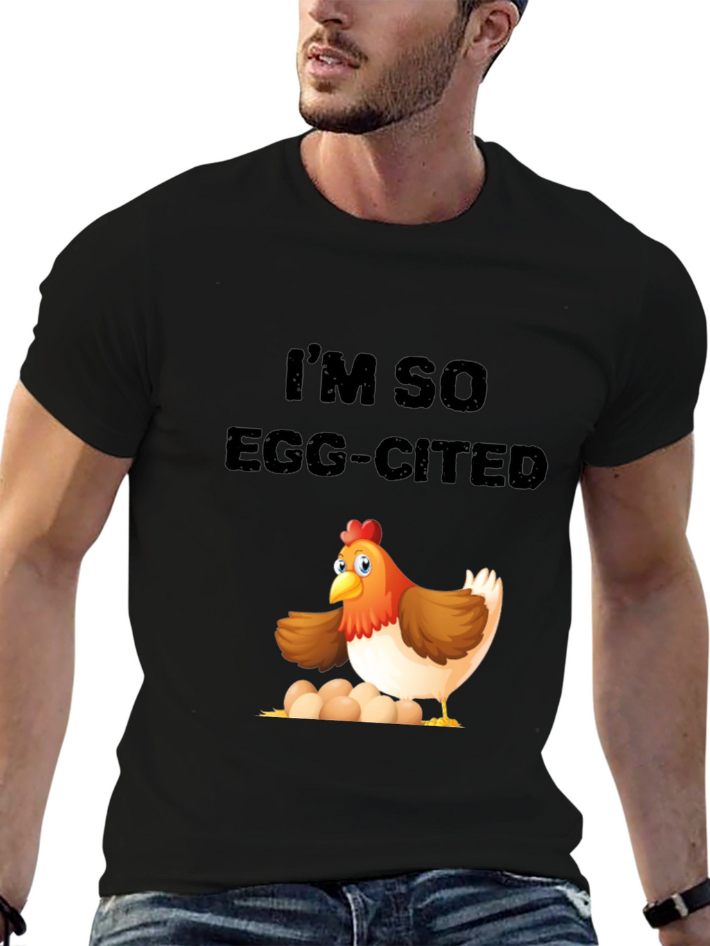 Egg-cited Chicken Graphic Tee - Novelty Mens T-Shirt
