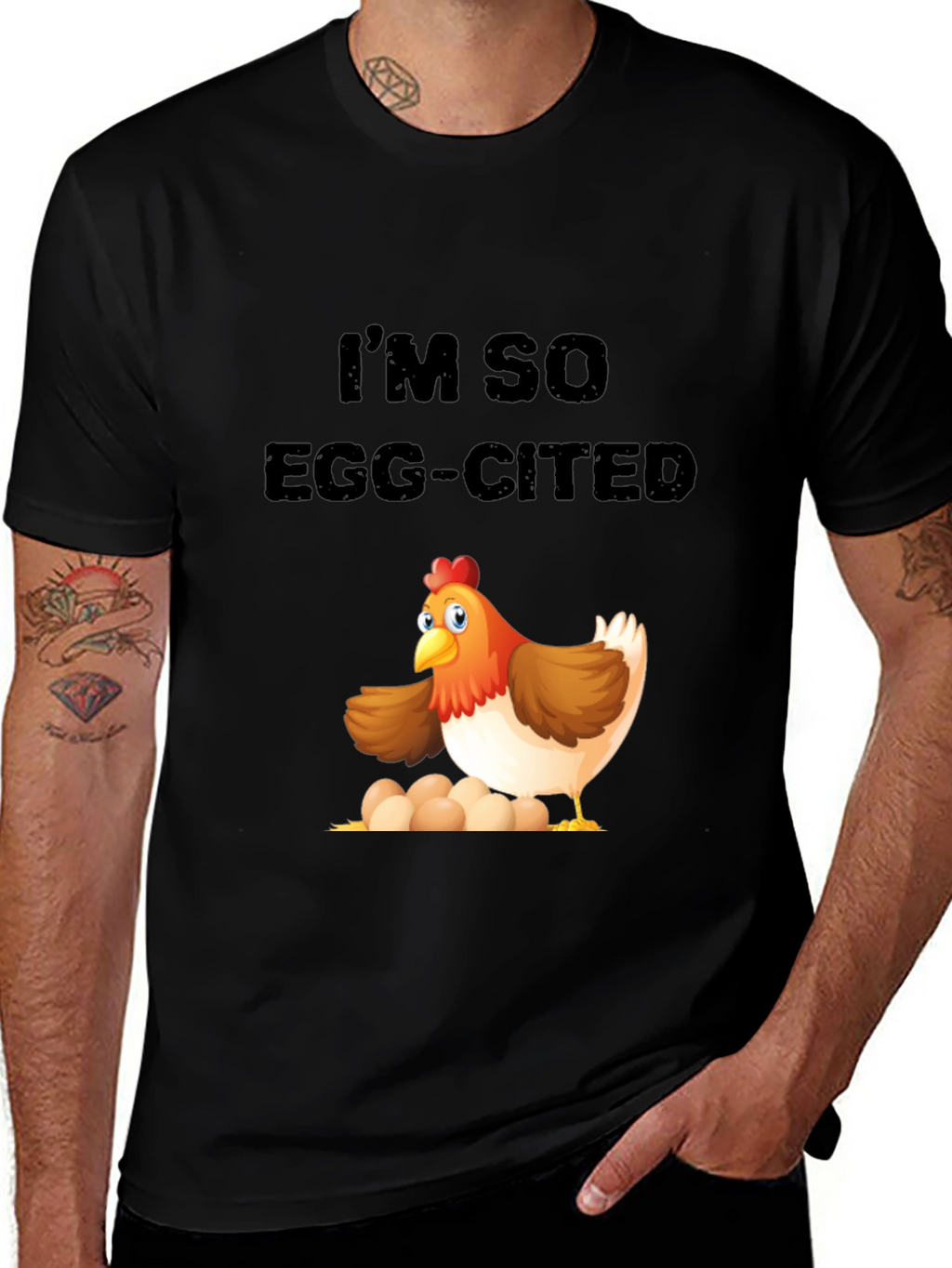 Egg-cited Chicken Graphic Tee - Novelty Mens T-Shirt