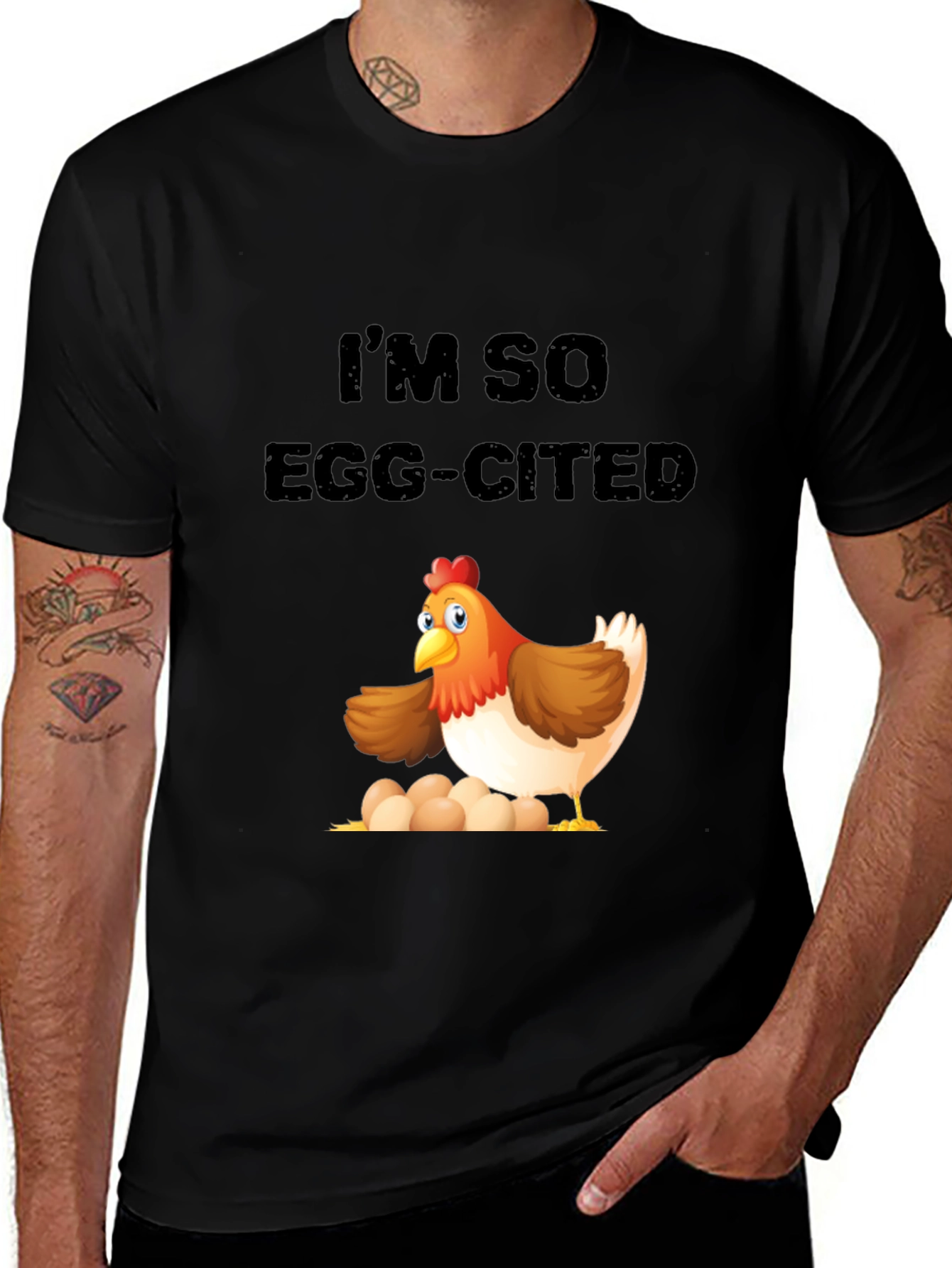 Egg-cited Chicken Graphic Tee - Novelty Mens T-Shirt