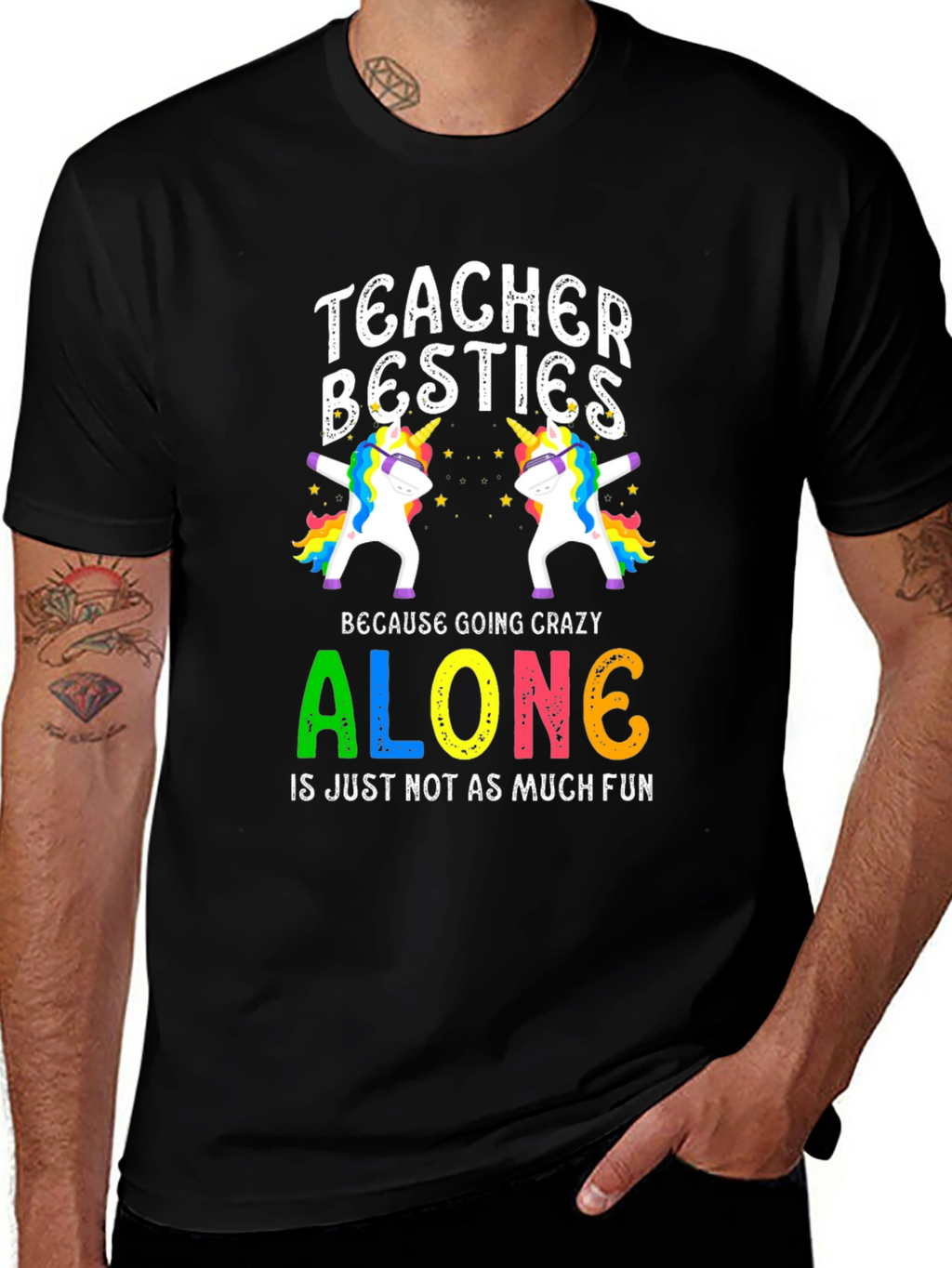 Teacher Besties Unicorn Graphic T-Shirt
