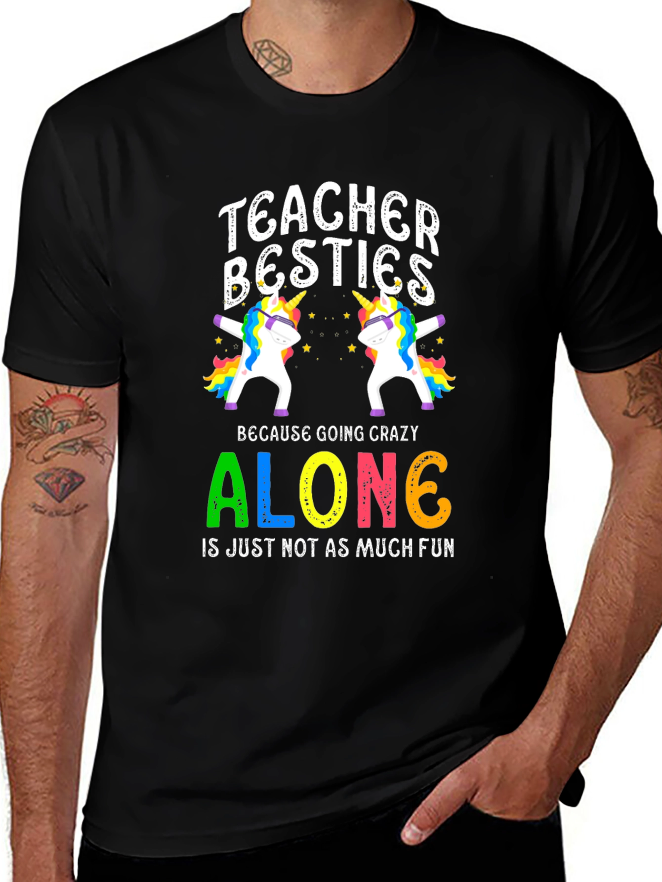 Teacher Besties Unicorn Graphic T-Shirt