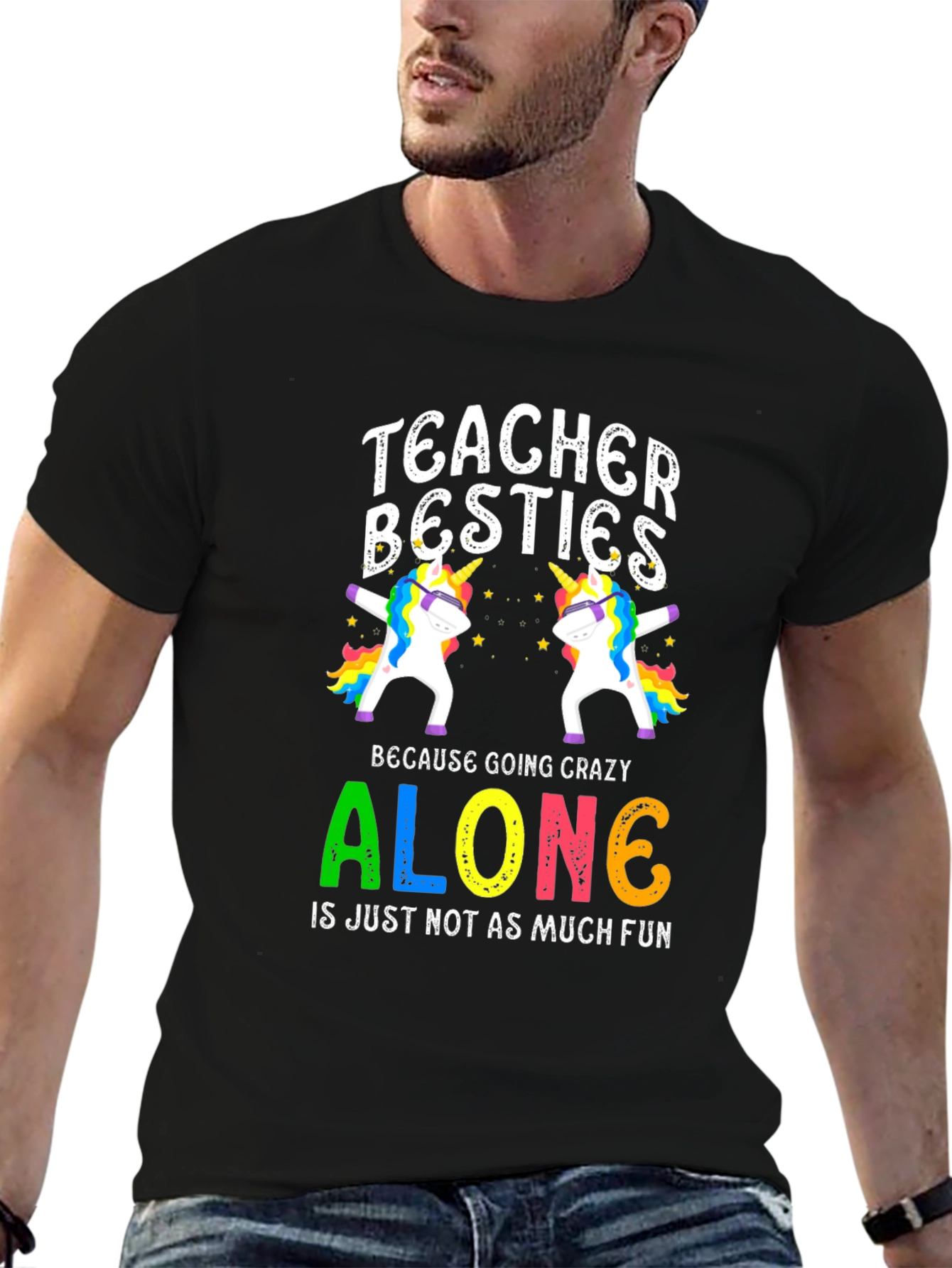 Teacher Besties Unicorn Graphic T-Shirt