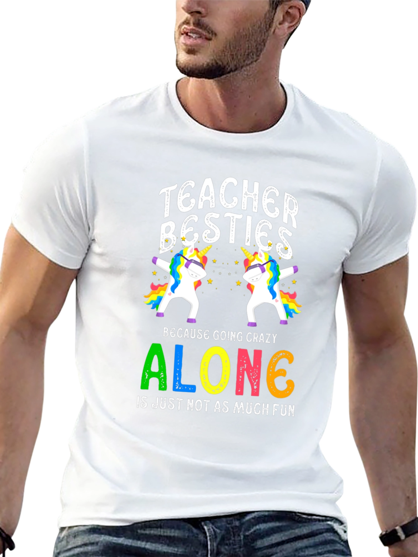 Teacher Besties Unicorn Graphic T-Shirt