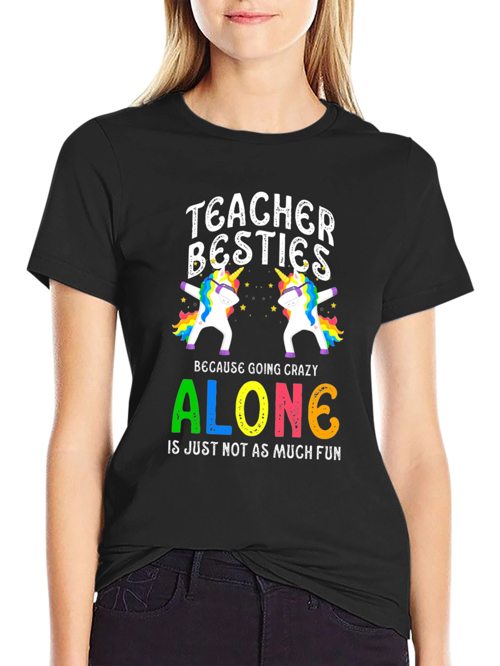 Teacher Besties Unicorn Graphic T-Shirt
