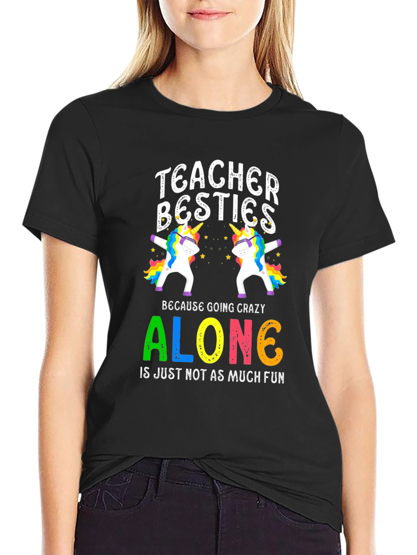Teacher Besties Unicorn Graphic T-Shirt