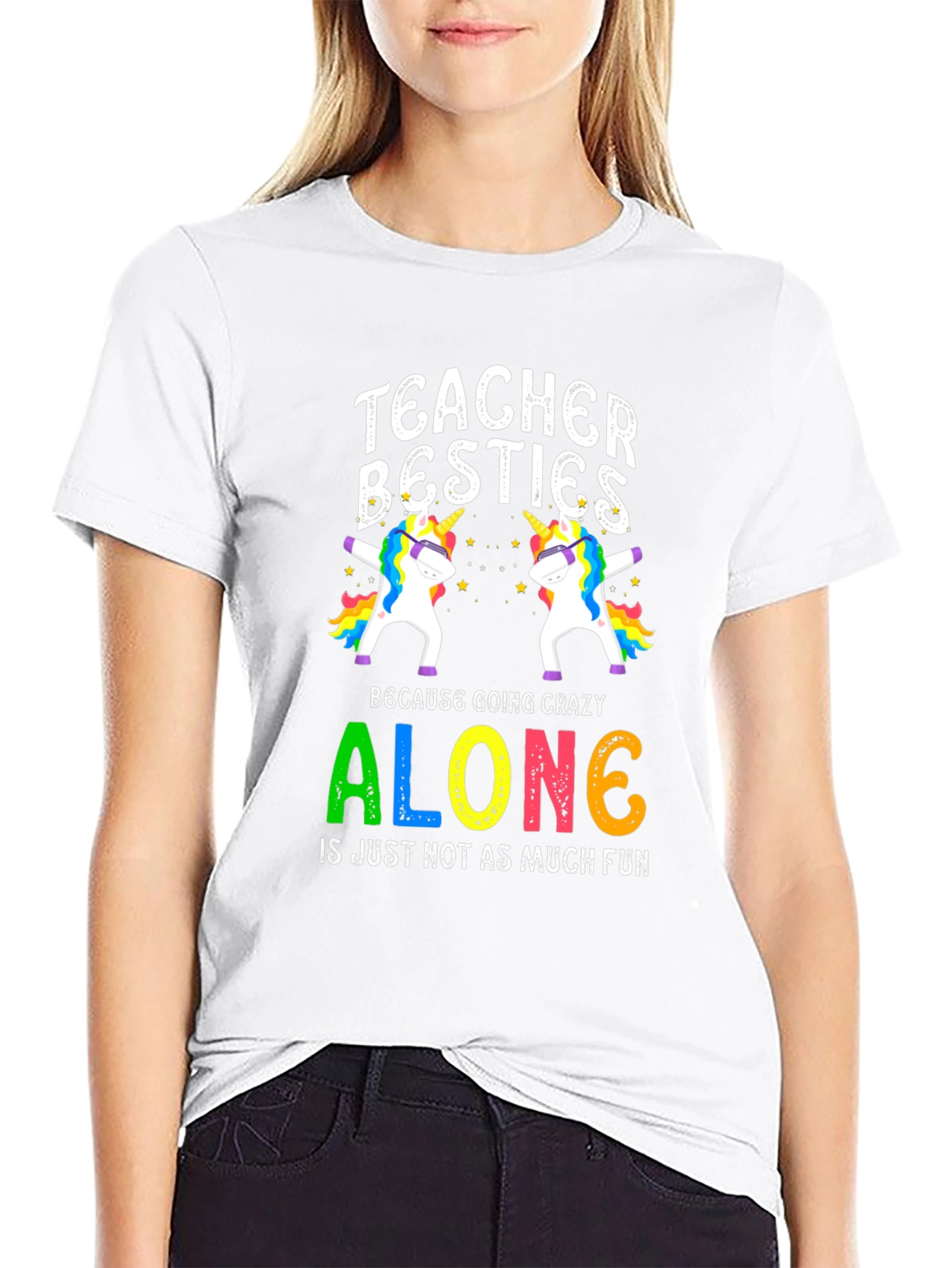 Teacher Besties Unicorn Graphic T-Shirt
