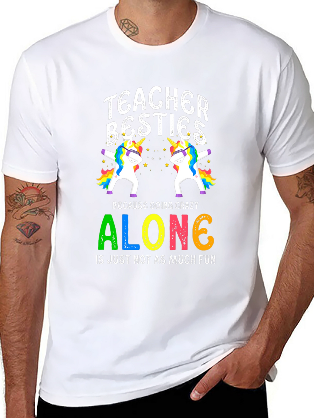 Teacher Besties Unicorn Graphic T-Shirt