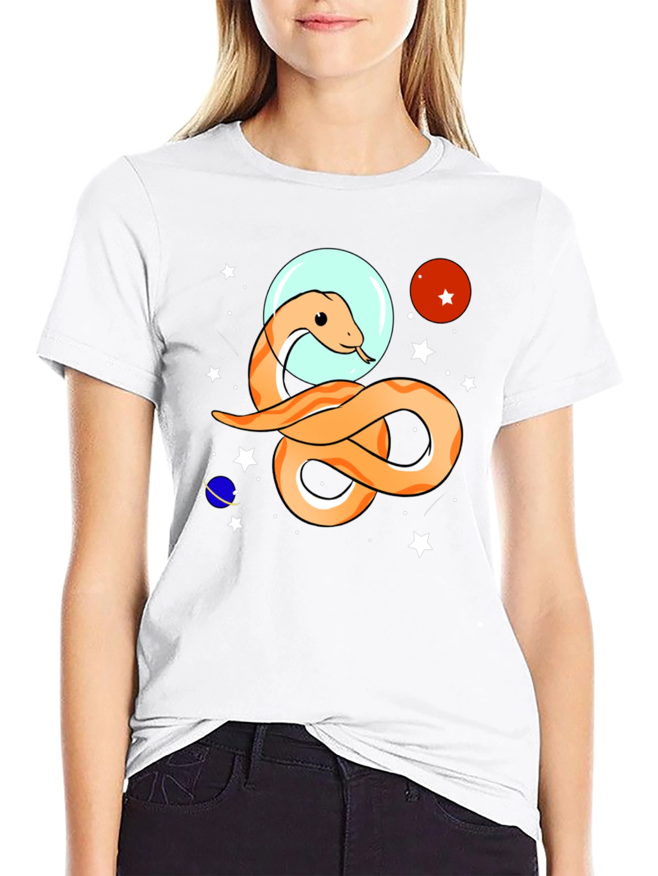 Space Snake Graphic Tee - Funky Universe Design