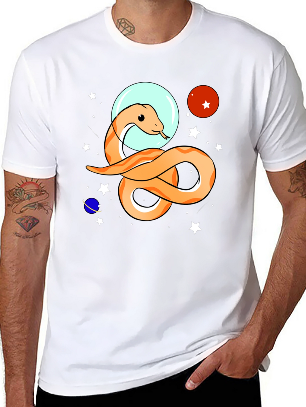 Space Snake Graphic Tee - Funky Universe Design