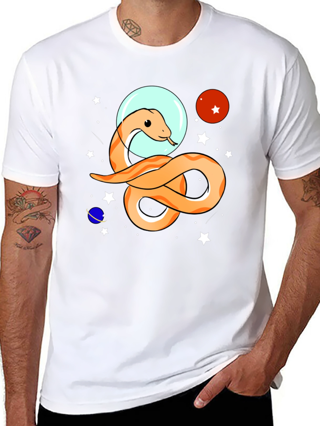 Space Snake Graphic Tee - Funky Universe Design