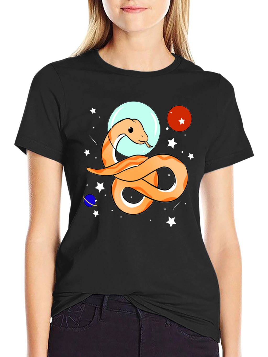 Space Snake Graphic Tee - Funky Universe Design
