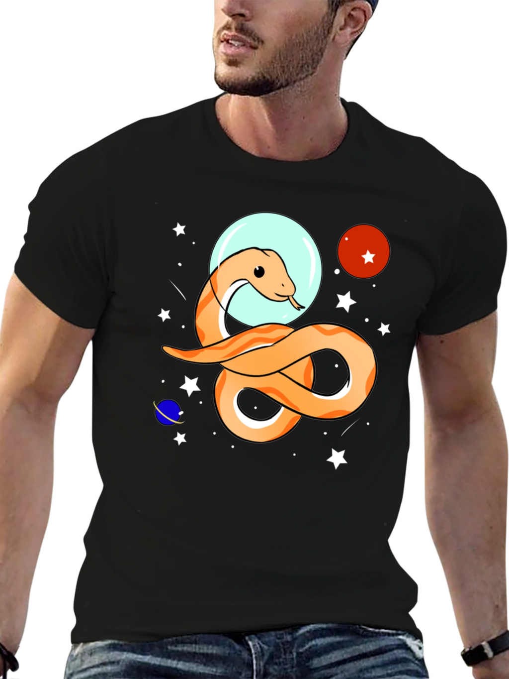 Space Snake Graphic Tee - Funky Universe Design